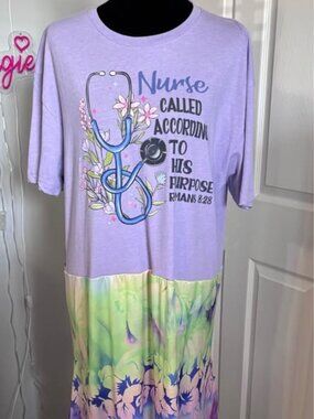 Nurse One-of-a-kind Upcycled Graphic “Called According to His Purpose” Dress Lar